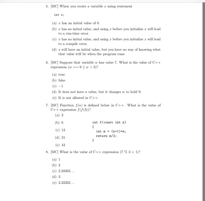 Solved 5 Mc When You Create A Variable R Using Statemer Chegg Com