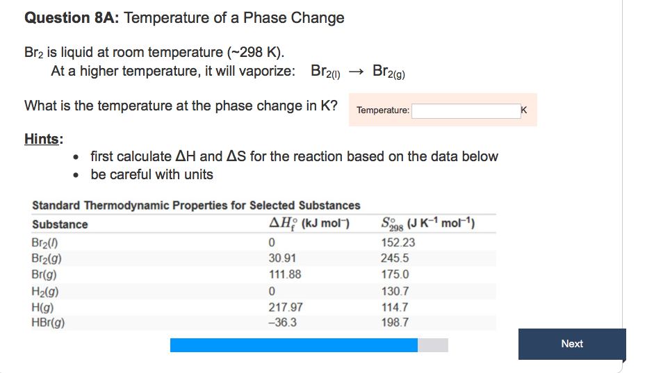 Solved Question 8a Temperature Of A Phase Change Br2 Is