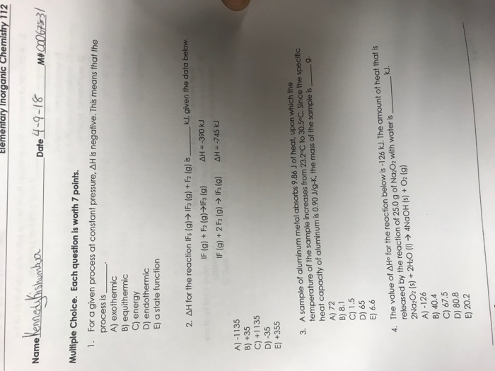 Solved Elementary Lnorganic Chemistry 112 Name Tenneluhis Chegg Com