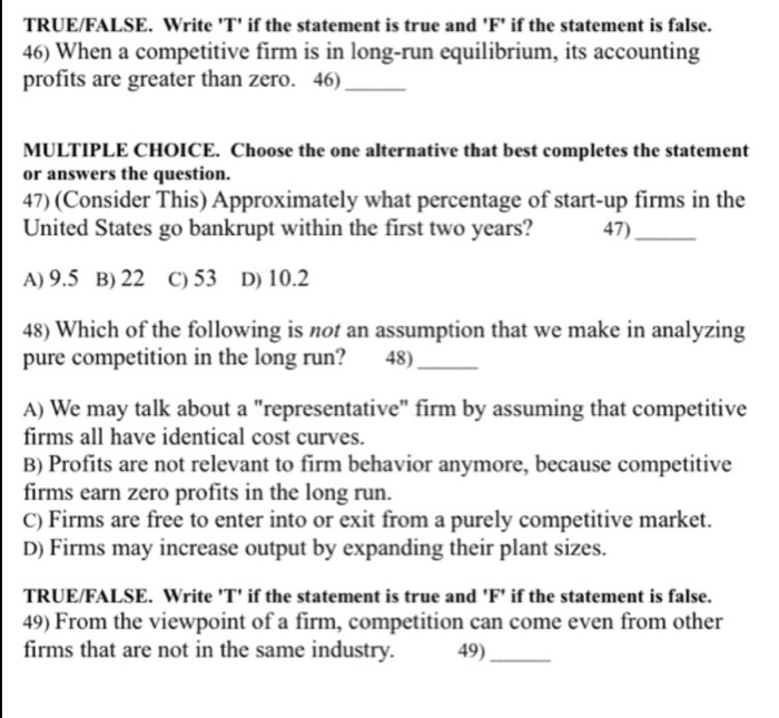 Sample true false questions picture