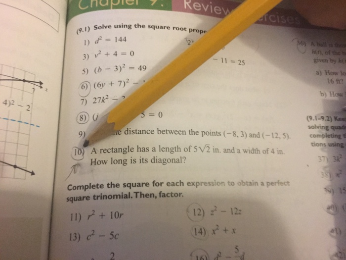 Chu Reviey Solve Using The Square Root Prope Hr Of Chegg Com