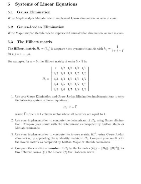 Systems Of Linear Equations Gauss Elimination Writ Chegg Com