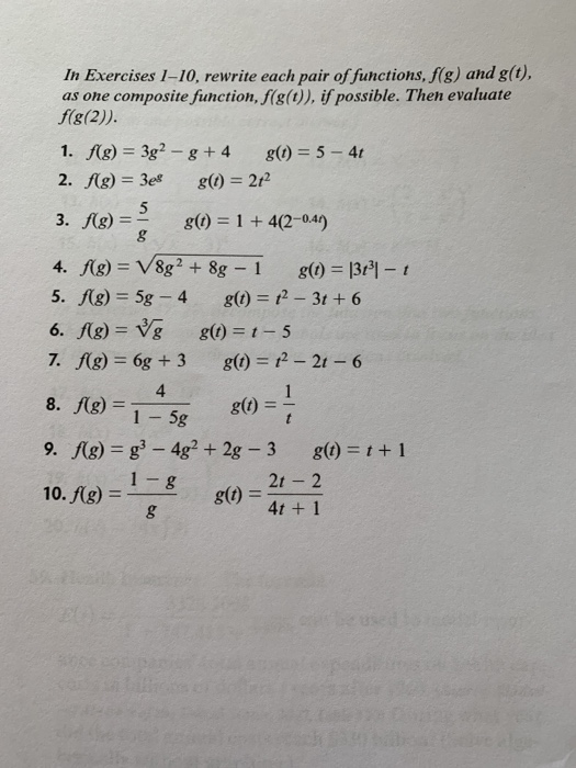 Solved In Exercises 1 10 Rewrite Each Pair Of Functions Chegg Com