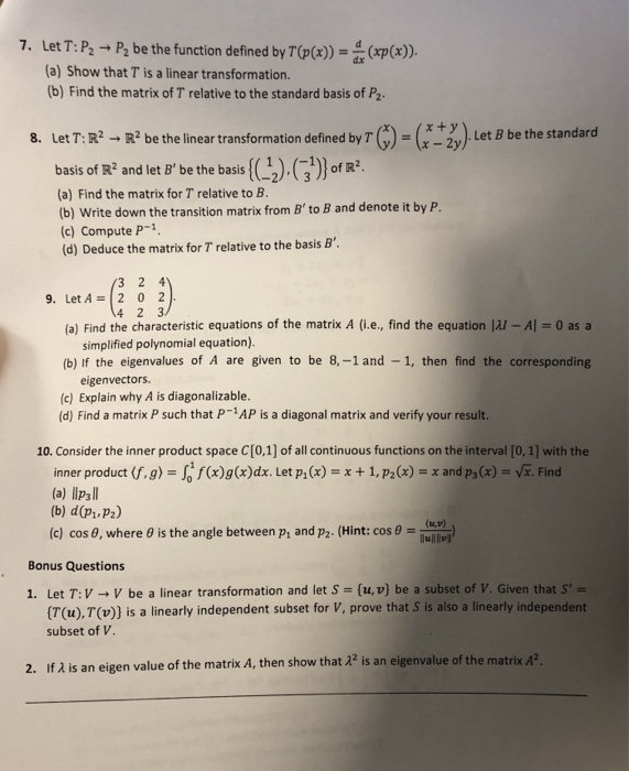 Solved 7 Let T P P Be The Function Defined By Tp A Chegg Com