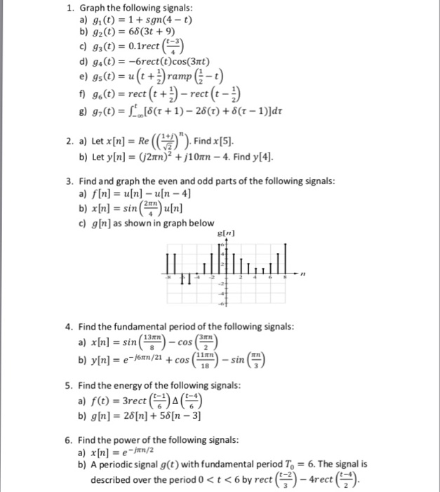 Solved 1 Graph The Following Signals A G1 T 1 Sgn Chegg Com