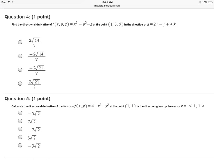 Solved Find The Directional Derivative Of F X Y Z X 2 Chegg Com