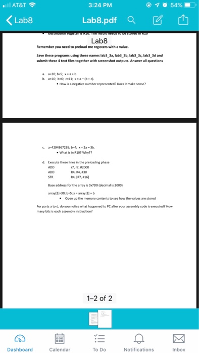 Il AT&T令 3:24 PM Lab8 Lab8.pdf Q Lab8 Remember you need to preload tne repiters with a value. Save these programs using thes