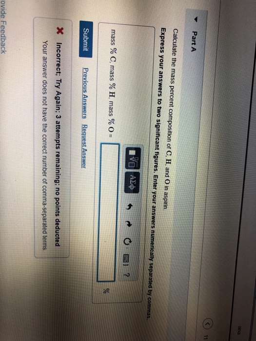 Solved Ana Part A Calculate The Mass Percent Composition Chegg Com