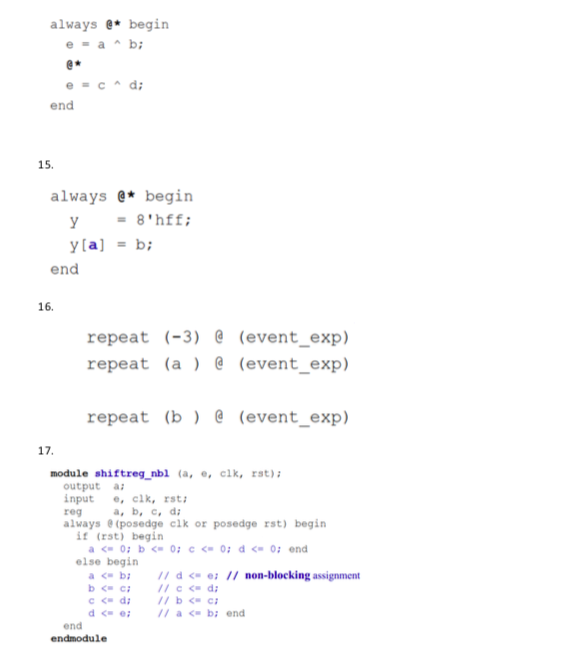 always * begirn end always * begin y8hff: end repeat (-3) e (event_exp) repeat (a(event exp) repeat (b (event_ex p) 17 modul