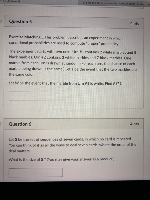 Solved C 2 4 17 Mar 1 Et S Be The Set Of Sequences Of S Chegg Com