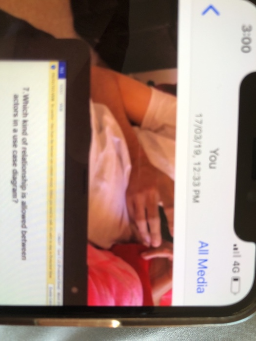 3:00 You 7/03/19,12 33 PM All Media 7Which kind of relationship is alliowed between actors in a use case diagram?