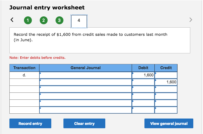 Solved Journal entry worksheet 4 Record the entry for | Chegg.com