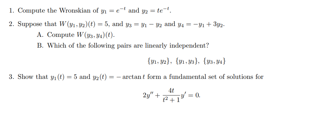 Solved 2 Suppose That W Y1 Y2 T 5 And Y3 Y1 Y2 Chegg Com