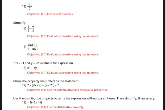 Solved 91 13 Objective 17 Divide Real Numbers Simpl