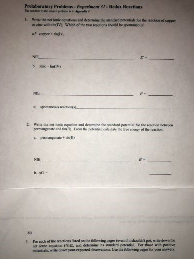 10 examples of redox reaction equations picture