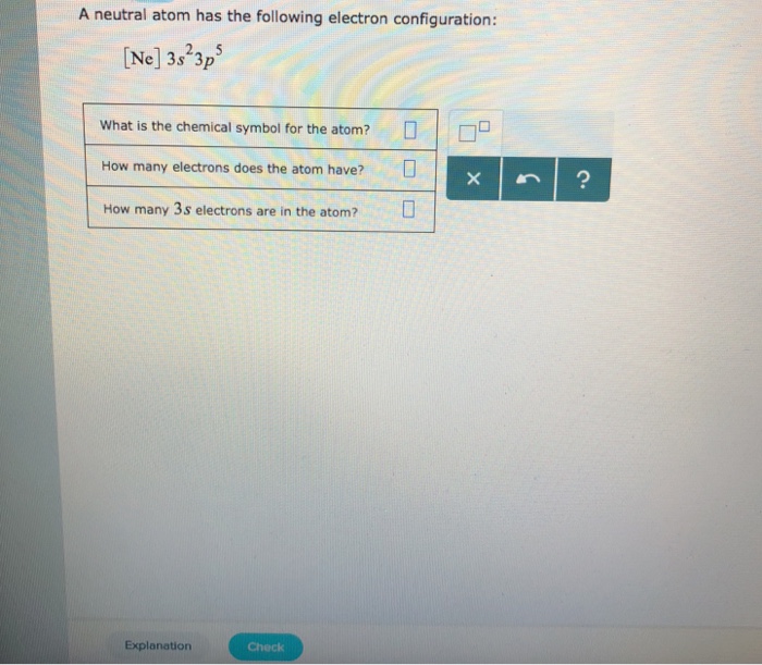 Solved A neutral atom has the following electron | Chegg.com