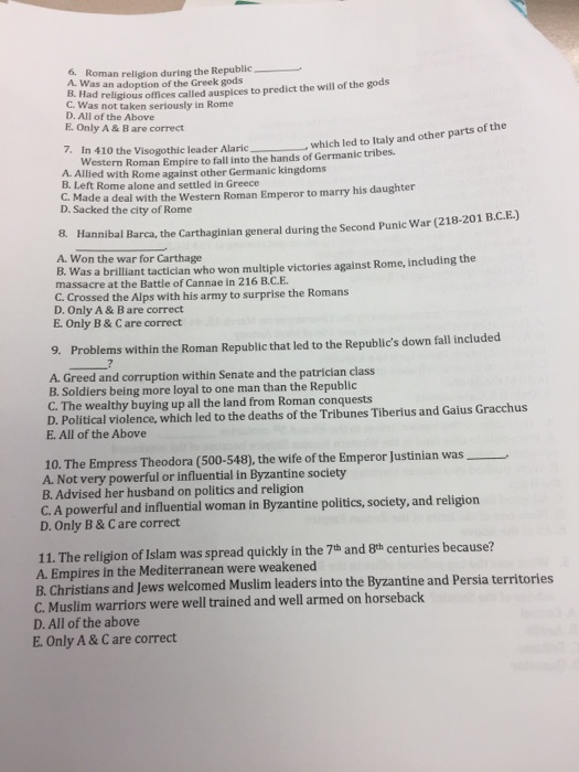 Solved Roman Religion During The Republic Was An Adop Chegg Com
