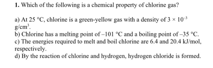 Solved: 1. Which Of The Following Is A Chemical Property O ...