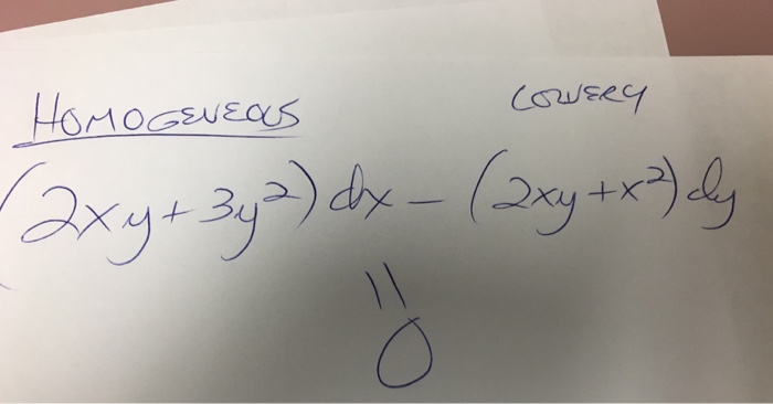 Solved Homogeneous Lowery 2xy 3y 2 Dx 2xy X 2 Dy Chegg Com