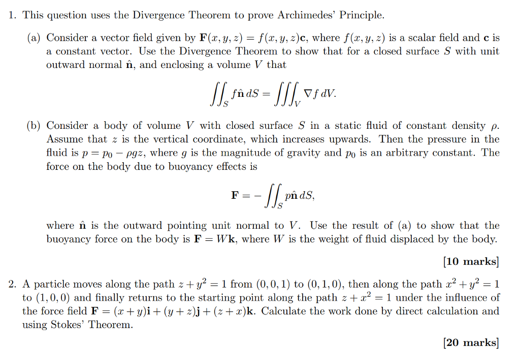 Solved 1 This Question Uses The Divergence Theorem To Pr Chegg Com