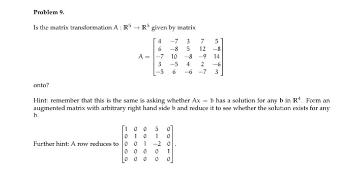 Solved Is The Matrix Transformation A R5 Rightarrow R5