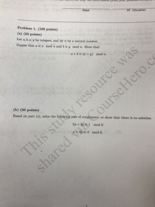 Solved Let A B X Y Be Integers And Let N Be A Natural Chegg Com