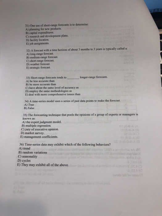 31 One Use Of Short Range Forecasts Is To Determine Chegg 