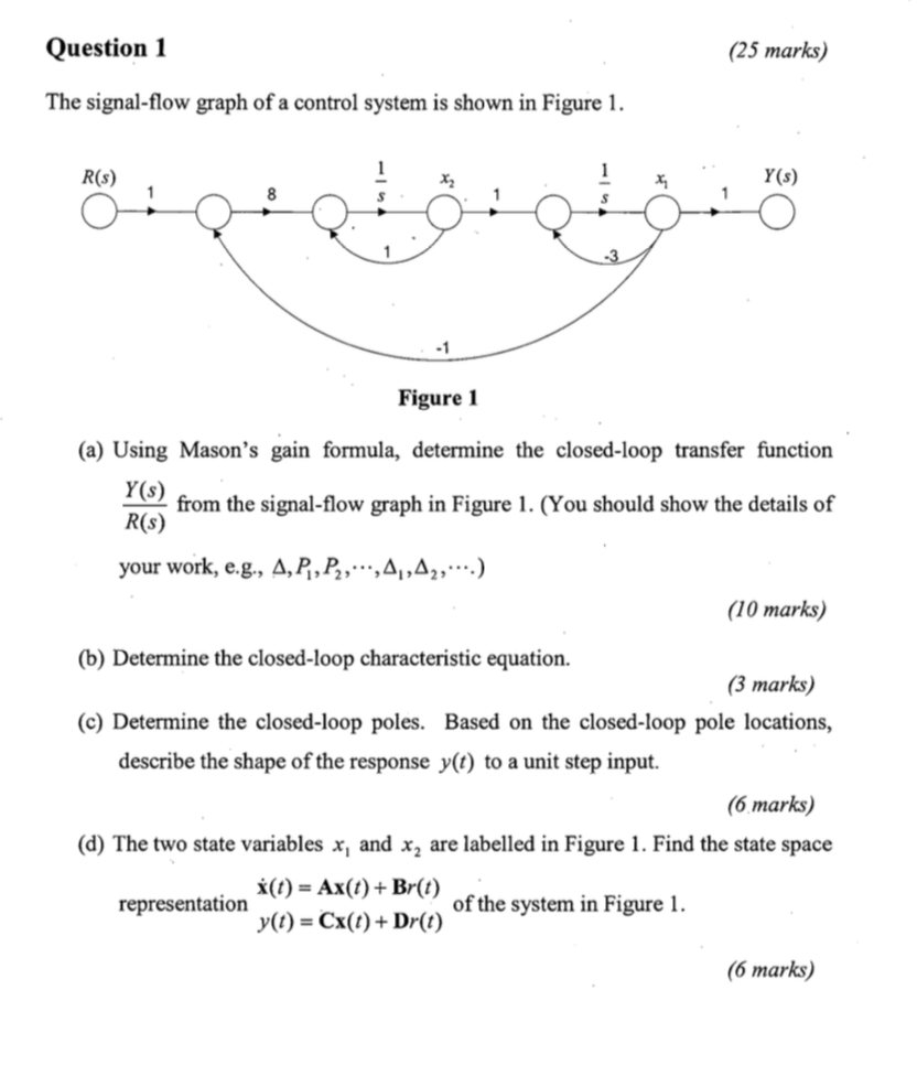 Solved Question 1 25 Marks The Signal Flow Graph Of A C Chegg Com