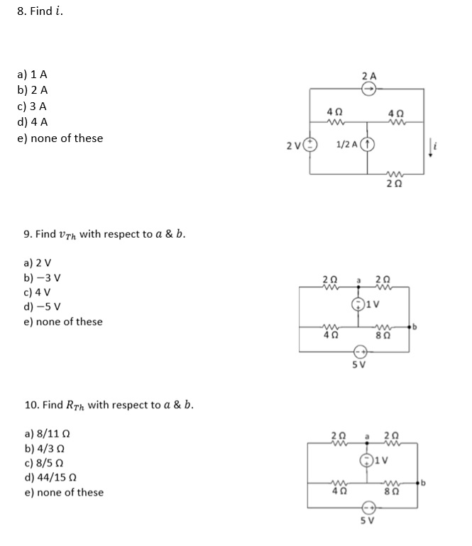 Solved 8 Find I A 1 A B 2 A C 3 A D 4 A E None Of T Chegg Com