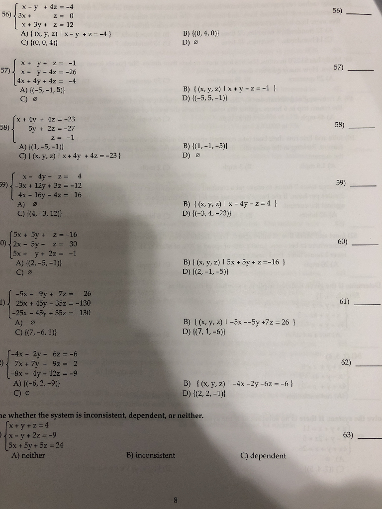 Solved 56 3xz0 X 3y Z 12 A X Y Z X Y Z 4 C 0 Chegg Com
