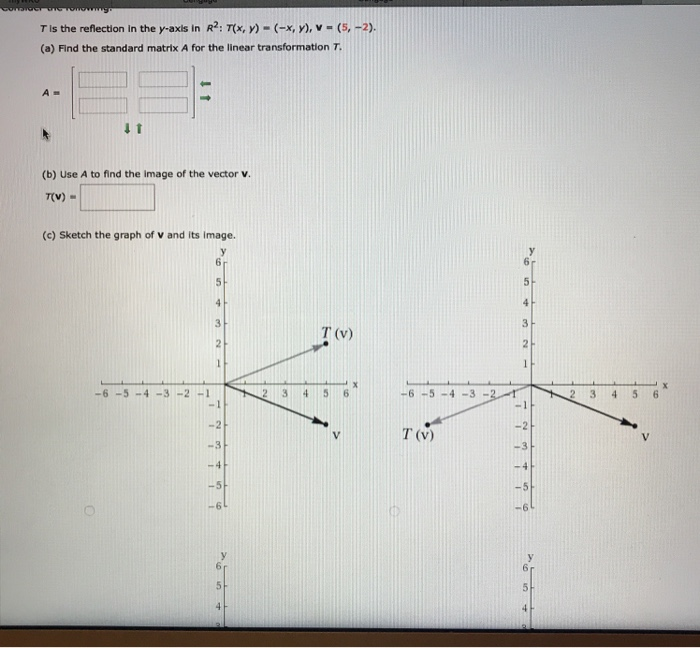 Solved T Is The Reflection In The Y Axis In R2 7 X Y X Chegg Com