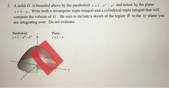 Solved A Solid G Is Bounded Above By The Paraboloid Z 1 Chegg Com