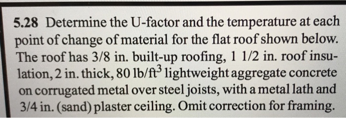 5 28 Determine The U Factor And The Temperature At Chegg Com