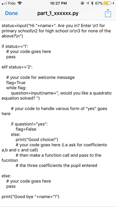 Solved: 1 Part 1: Math Quiz-generator / Equation-solver - | Chegg.com