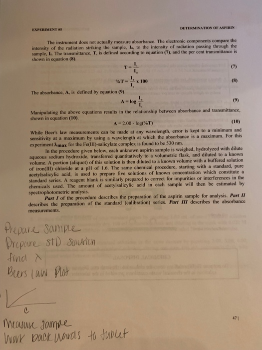 Experiment 5 A Spectrophotometric Determination Of Chegg Com
