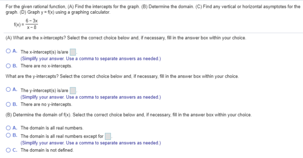 Solved For The Given Rational Function A Find The Inte Chegg Com