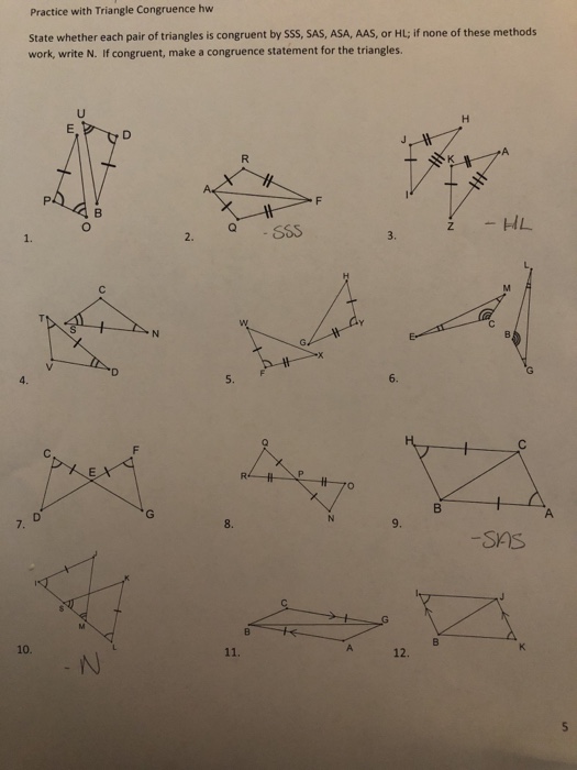 Solved Practice With Triangle Congruence Hw State Whether Chegg Com