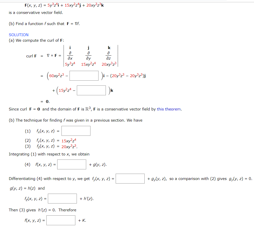 Solved F X Y Z 5y3z I 15xy2z4j xy3z3k Is A Conserv Chegg Com