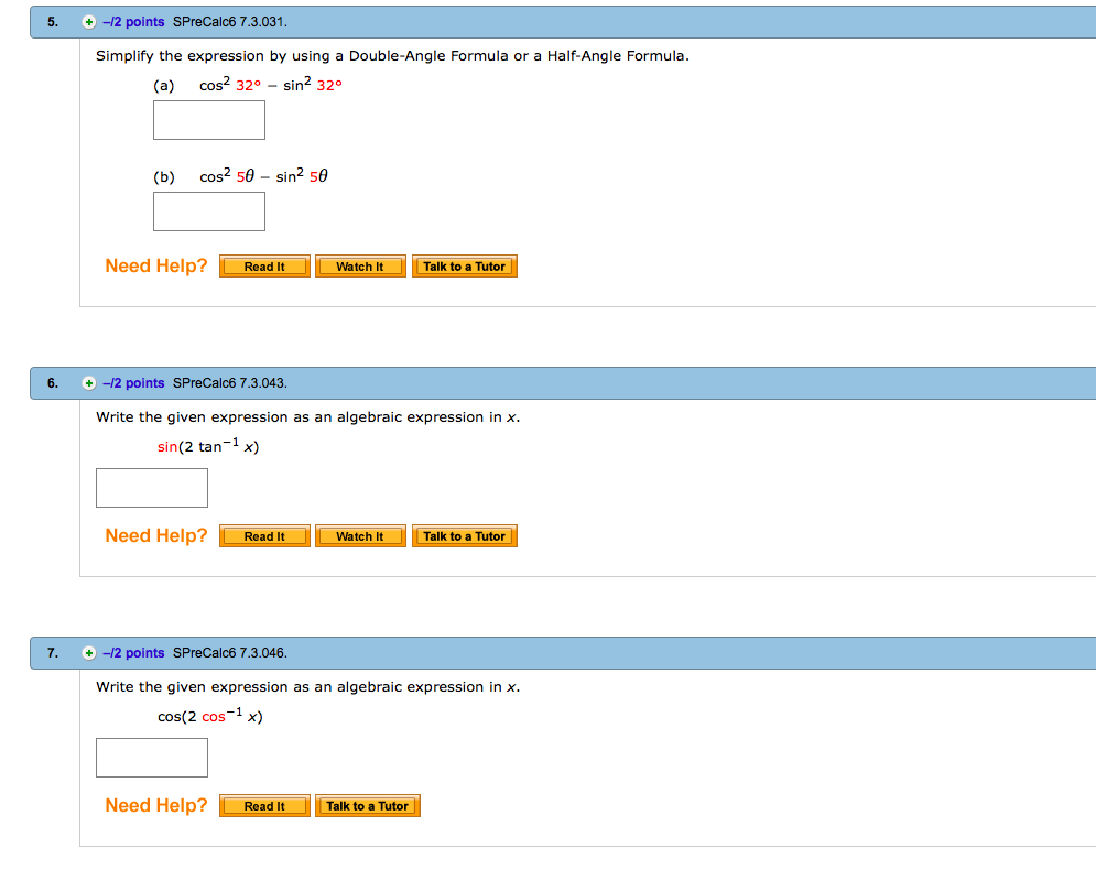 1 14 Points Sprecalc6 7 3 004 Find Sin 2x Cos 2x Chegg Com