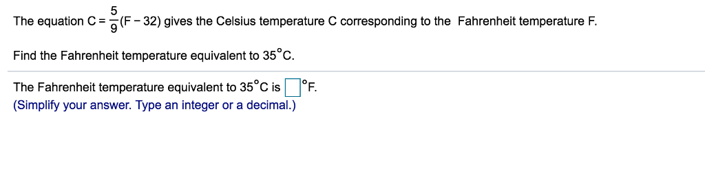 Solved The Equation32 Gives The Celsius Temperature C Co Chegg Com