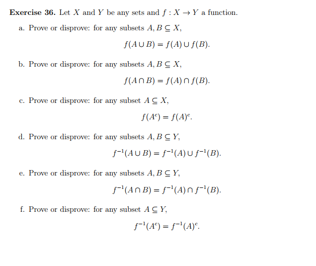 Solved Exercise 36 Let X And Y Be Any Sets And F X Y A Chegg Com