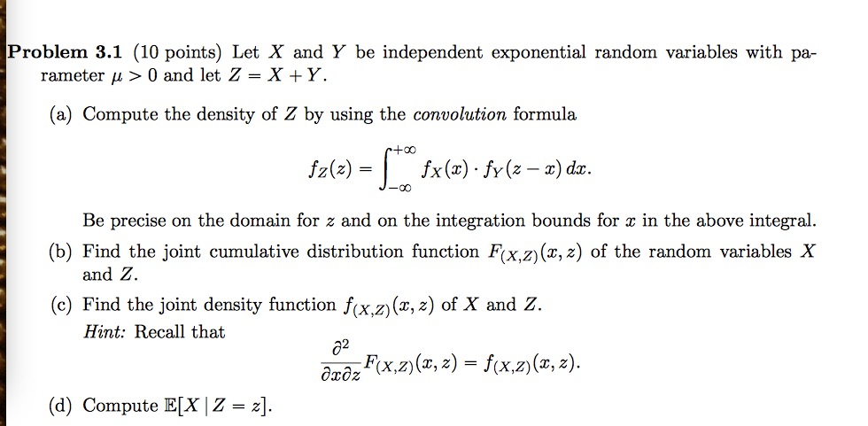 Solved Problem 3 1 10 Points Let X And Y Be Independent Chegg Com