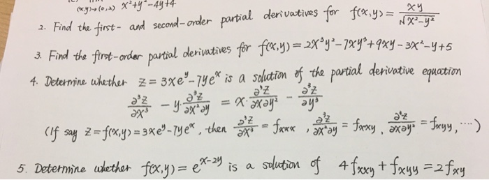 Find The First And Second Order Partial Derivatives Chegg Com