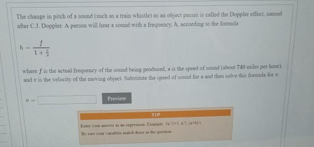 Solved The Change In Pitch Of A Sound Such As A Train Wh Chegg Com