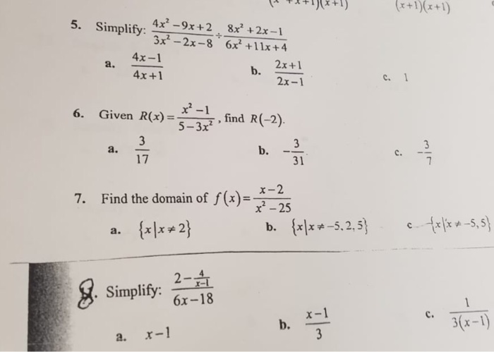 5 Simplify 3x 2x 8 4x2ー9x 2 8x2 2x 1 2x 8x 11x 4 Chegg Com