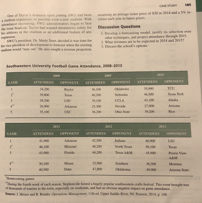 Case study forecasting attendance at swu 06 picture
