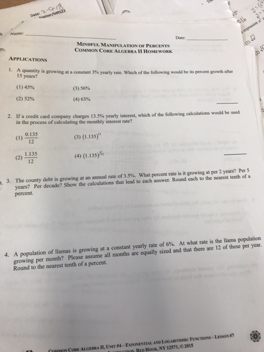 Percent increase and decrease common core algebra 1 picture
