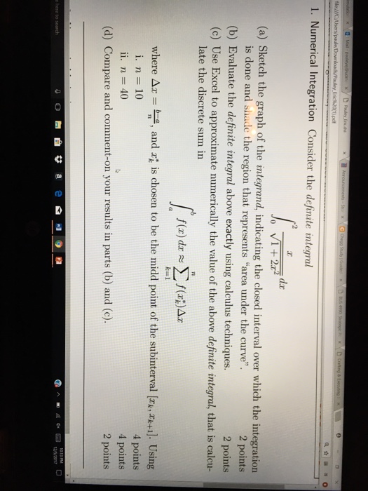Solved Eric 20 1 Pdf 1 Numerical Integration Consider T Chegg Com