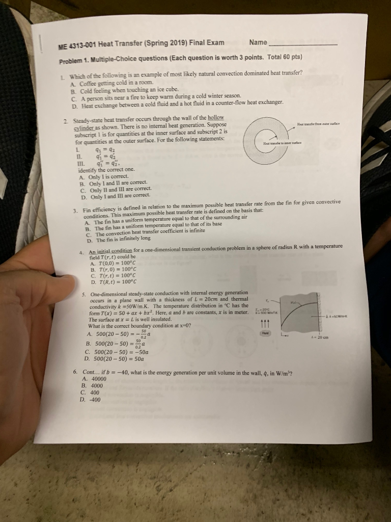 (Spring Exam Transfer 2019) Final Solved: Heat 4313-001 ... ME