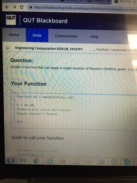 С https://blackboard.qut.edu.au/webapps blackboard content/contentra GUT QUT Blackboard Home Units Communities Help Engineeri